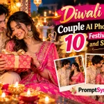 Diwali Gift Couple AI Photo Prompts 10 Festive Sherwani and Saree Looks
