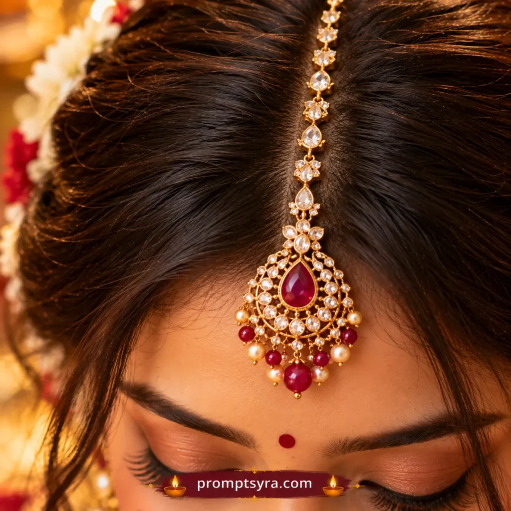 Prompt 8: Extreme Close-Up — Jewelry Detail at the Hair Parting