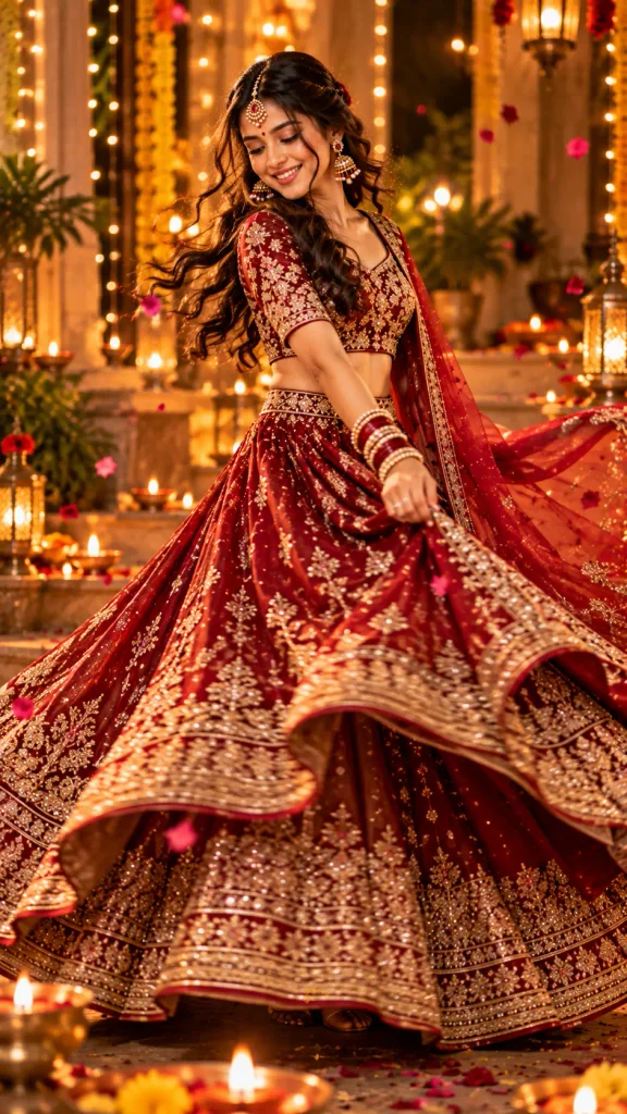 Prompt 9: Movement — Lehenga in Motion, Tikka Swaying